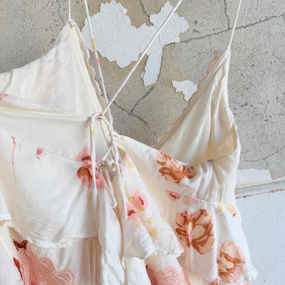 Free People Midi Dress Embroidered Floral Boho Handkerchief Hem Sundress Small - Picture 7 of 14